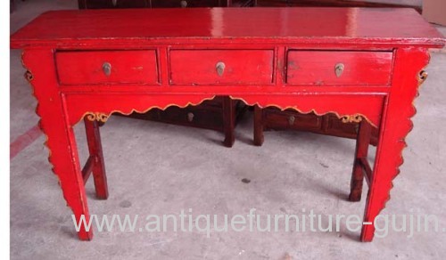 Antique red side table
