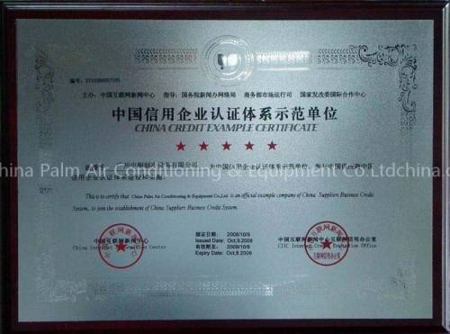 China Credit Example Certificate