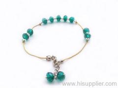 bottle-green crystal anklet