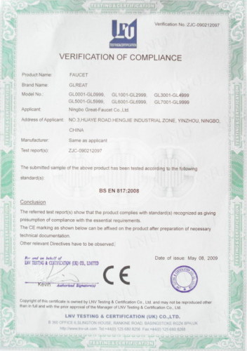 Updated CE Certificate (EN817:2008)