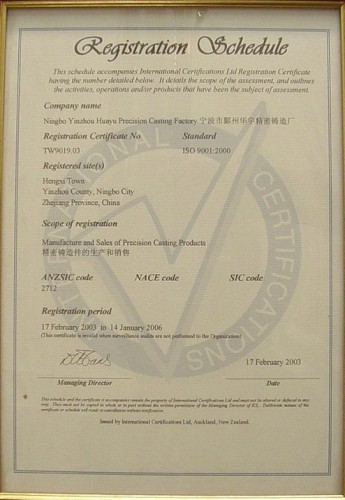 ISO 9001:2000 Certificate