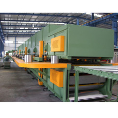 Continuous production line rigid polyfoam sandwich panels