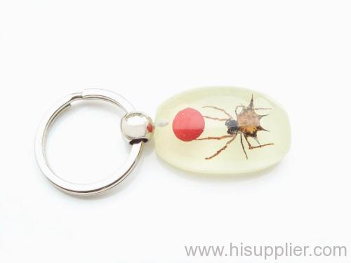 noctilucent red bean hexangular spider amber key chain