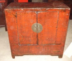 antique red small cabinets