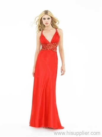 red evening dress