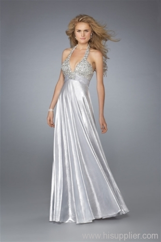 silver evening dress