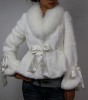 Ladies' Rabbit Fur Coat With Blue Fox Fur Collar