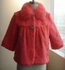 Ladies' Rabbit Fur Coat With Blue Fox Fur Collar