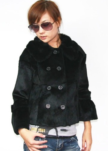 short rabbit fur coat