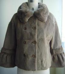 Ladies' Rabbit Fur Coat With Rex Rabbit Fur Collar