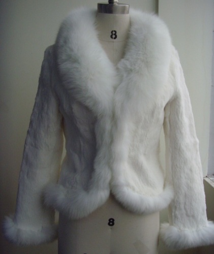 Ladies' Rabbit Fur Coat With Fox Fur Collar