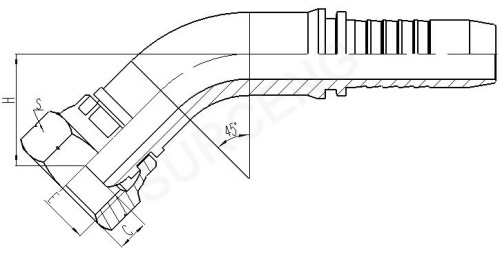 hydraulic hose assembly with fitting