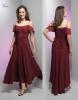 wine chiffon evening dress