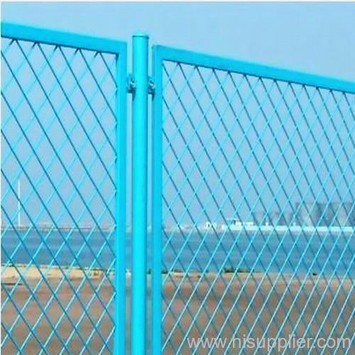 blue painted expanded metal fences