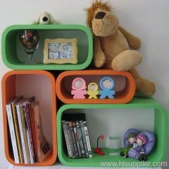 wooden cube shelf