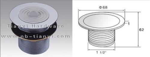 Brass Chrome Plated Waste Drain with Rubber Ring