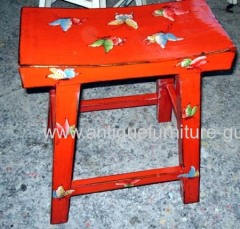 Asian red painting stool