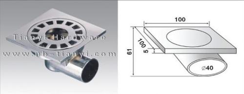 100mmx100mmx6.5mm Zinc Alloy Chrome Plated Floor Drain