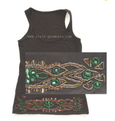 rhinestone & beads & sequins tank top