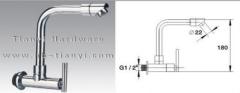 Horizontal brass kitchen faucet