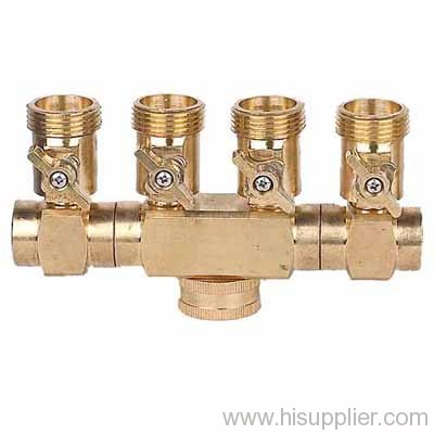 Brass 4-way hose connector