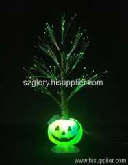 USB 7 color fiber tree with pumpkin base