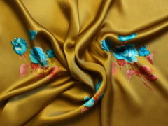 100% silk satin printed fabrics with small floral design