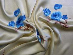 100% silk satin printed fabrics with small floral design