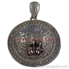silver HIP HOT diamond pendant