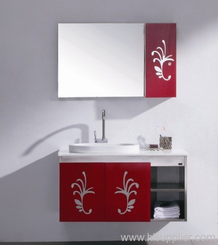 red bathroom vanities