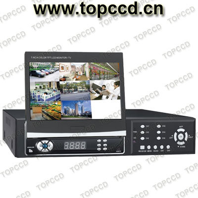 H.264 8CH realtime stand alone DVR build-in 7inch monitor,support network center management system,remote phone view