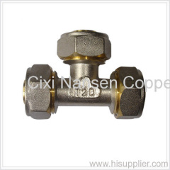 Surface Nickel-Plated Brass Equal Tee Fitting