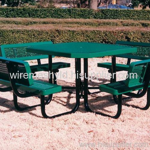 green pvc coated expanded metal mesh chairs