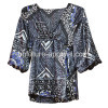 V Neck Printed Satin Top