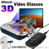 80inch 3D video glasses work with dvd player,ps3,ipod mp4,TV,3G mobile phone