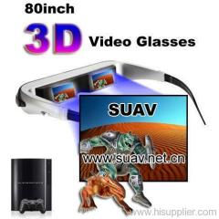 80inch 3D video glasses work with dvd player,ps3,ipod mp4,TV,3G mobile phone