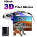 80inch 3D video glasses work with dvd player,ps3,ipod mp4,TV,3G mobile phone