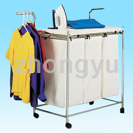 rack with ironing board