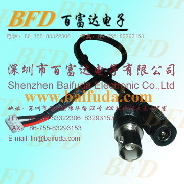Dome camera video cable BNC + power jack