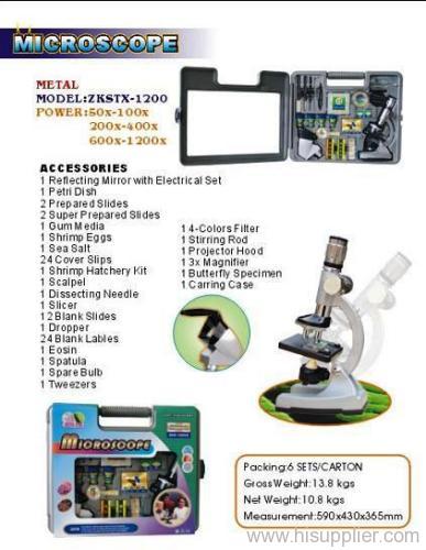 metal kids microscope set