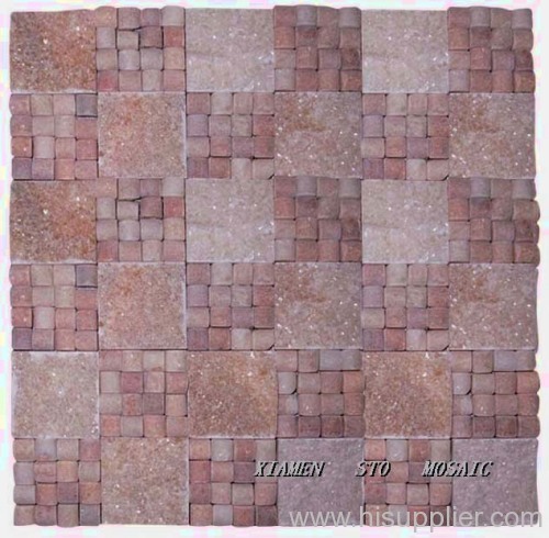 3 D marble mosaic Rose Red