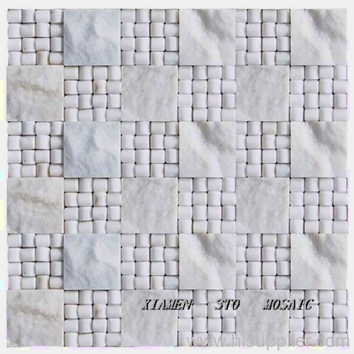 3 D marble mosaic white marble