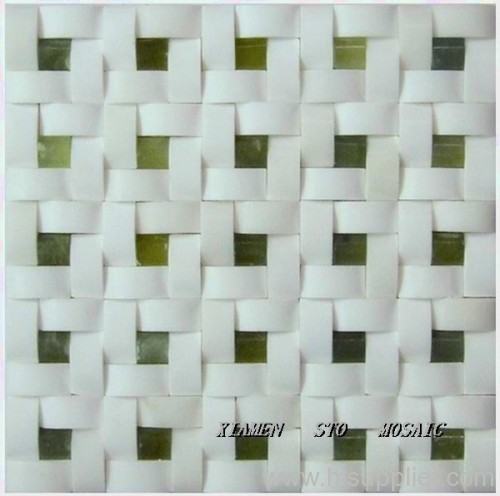 3 D marble mosaic white marble