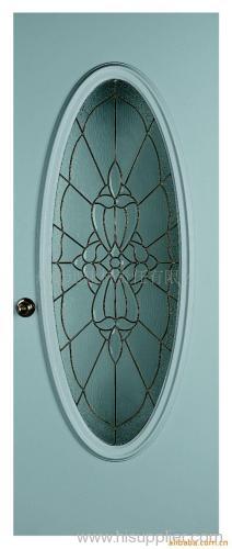 big oval steel glass door