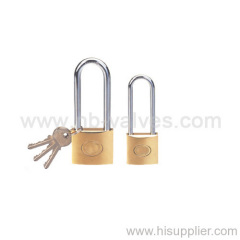 Cast brass padlock with long shackle