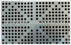 Perforated metal mesh.