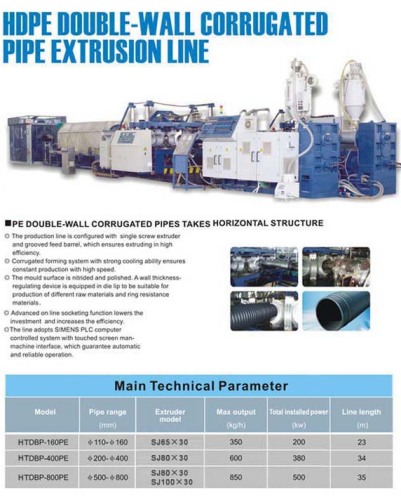 HDPE double wall corrugated pipe extrusion line