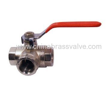 Brass three-way ball valve