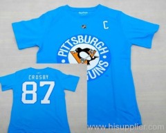 newest hockey jersey，BLUE CROSBY PENGUINS t-shirt