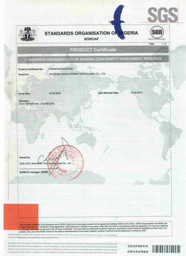 SONCAP CERTIFICATE